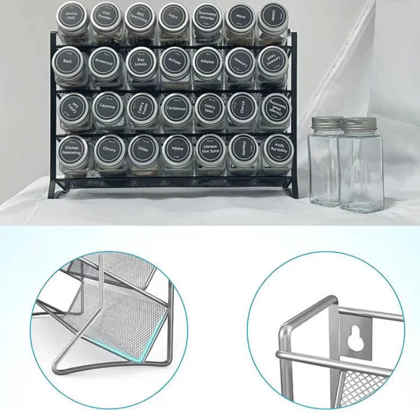 Kitchen Spice Rack 4 Tier Spice Organizer Carbon Steel Wall Shelf without Spice Jars for Cabinet Kitchen Pantry Organizer Shelf Oasis Select