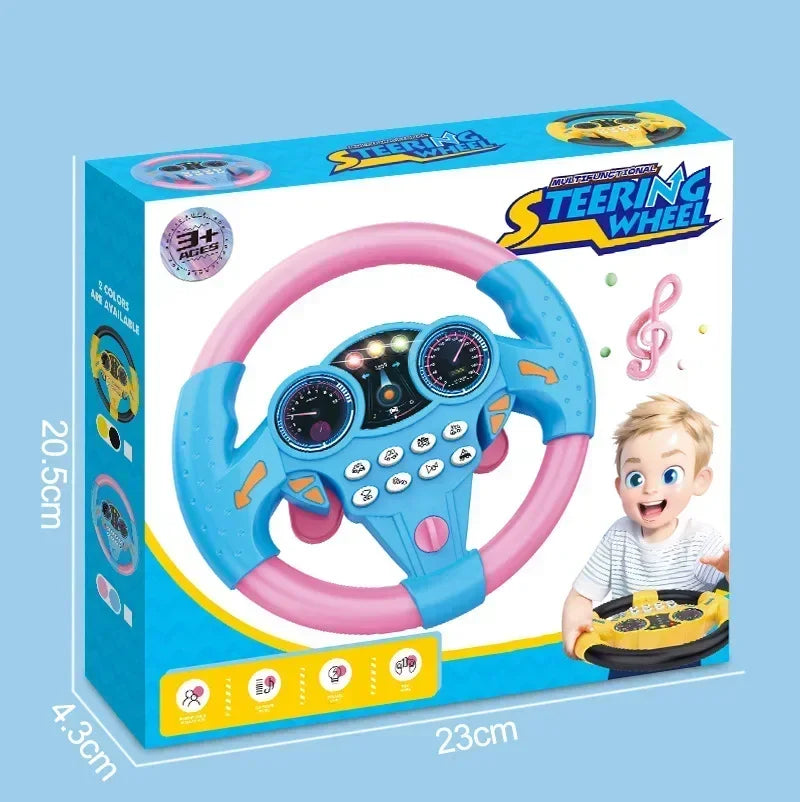 Kids Steering Wheel Toy - Backseat Pretend Play with Lights & Music - Fun Preschool Driving Simulator Gift for Toddlers Oasis Select Blue