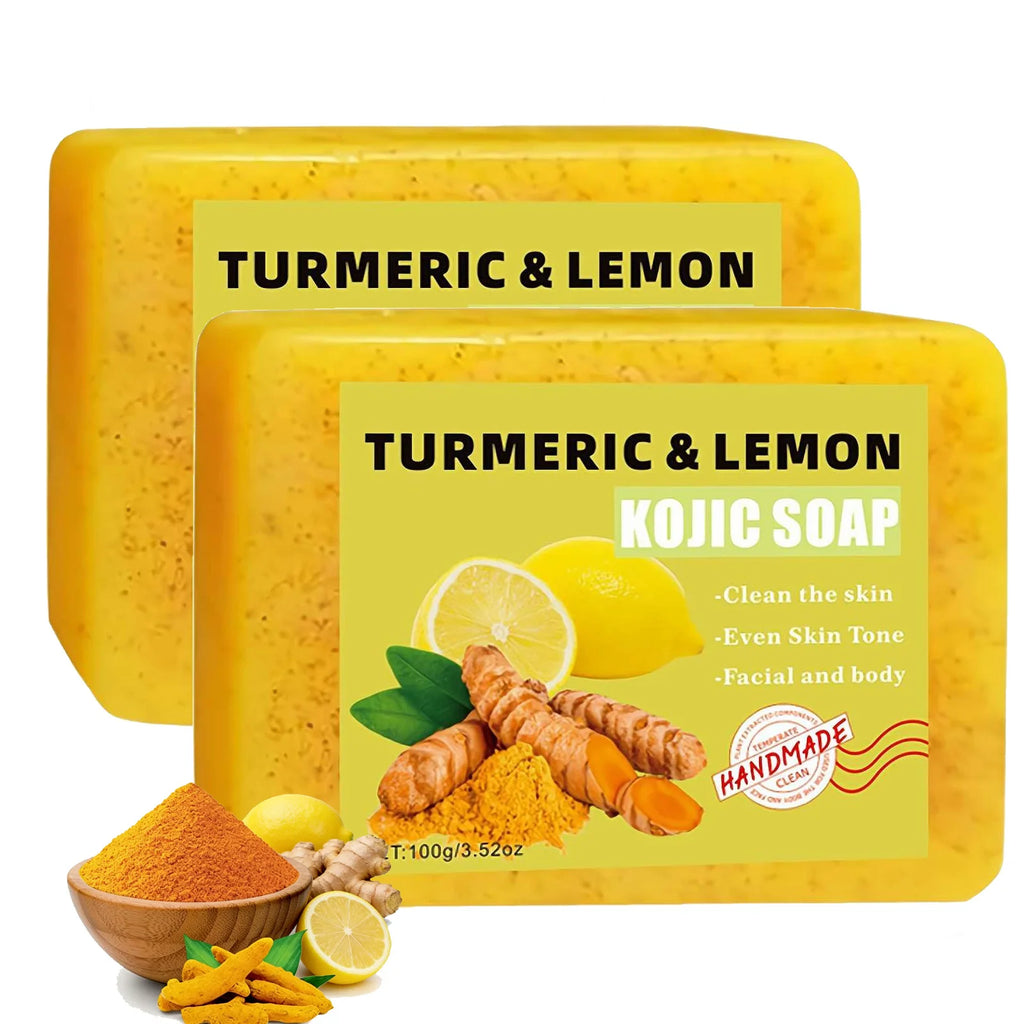 Turmeric Kojic Acid Lemon Soap Bar, Soap Bar Brighten Even Skin Vitamin E, Gentle Lemon Soap For Face,Body Wash Oasis Select