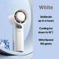 100 Wind Speeds Portable Handheld ICE Cooling Turbo Fan 3600MAH High endurance rechargeable mini fan Suitable hot summer days Oasis Select WHITE