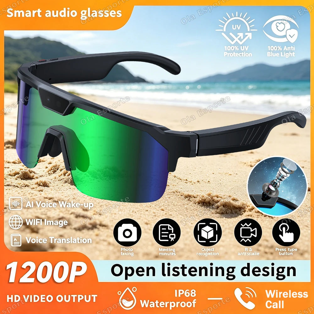 AI Smart Glasses 8MP Camera Bluetooth Translation | Ola Esporte