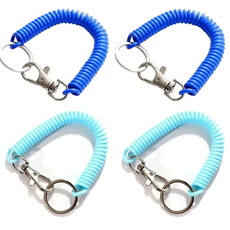 1/2/4pcs Spiral Telescopic Spring Coil Keychain Anti-Theft And Anti Loss Pull Rope Safety Keyring, With Metal Lobster Buckle Oasis Select Mix-4pcs 2