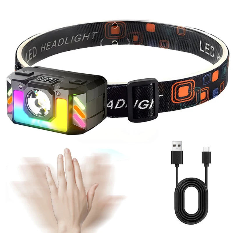 Mikenoon Rechargeable LED Headlamp – Wave Sensor & Display