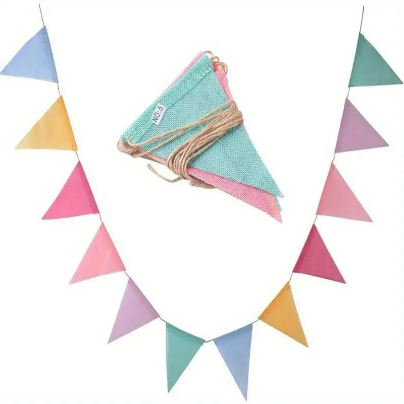 Colourful Jute Linen Pennant Flags Festival Bunting Banners Party Hanging Wedding Hanging Banner Party Garland for Home Decor Oasis Select Colourful