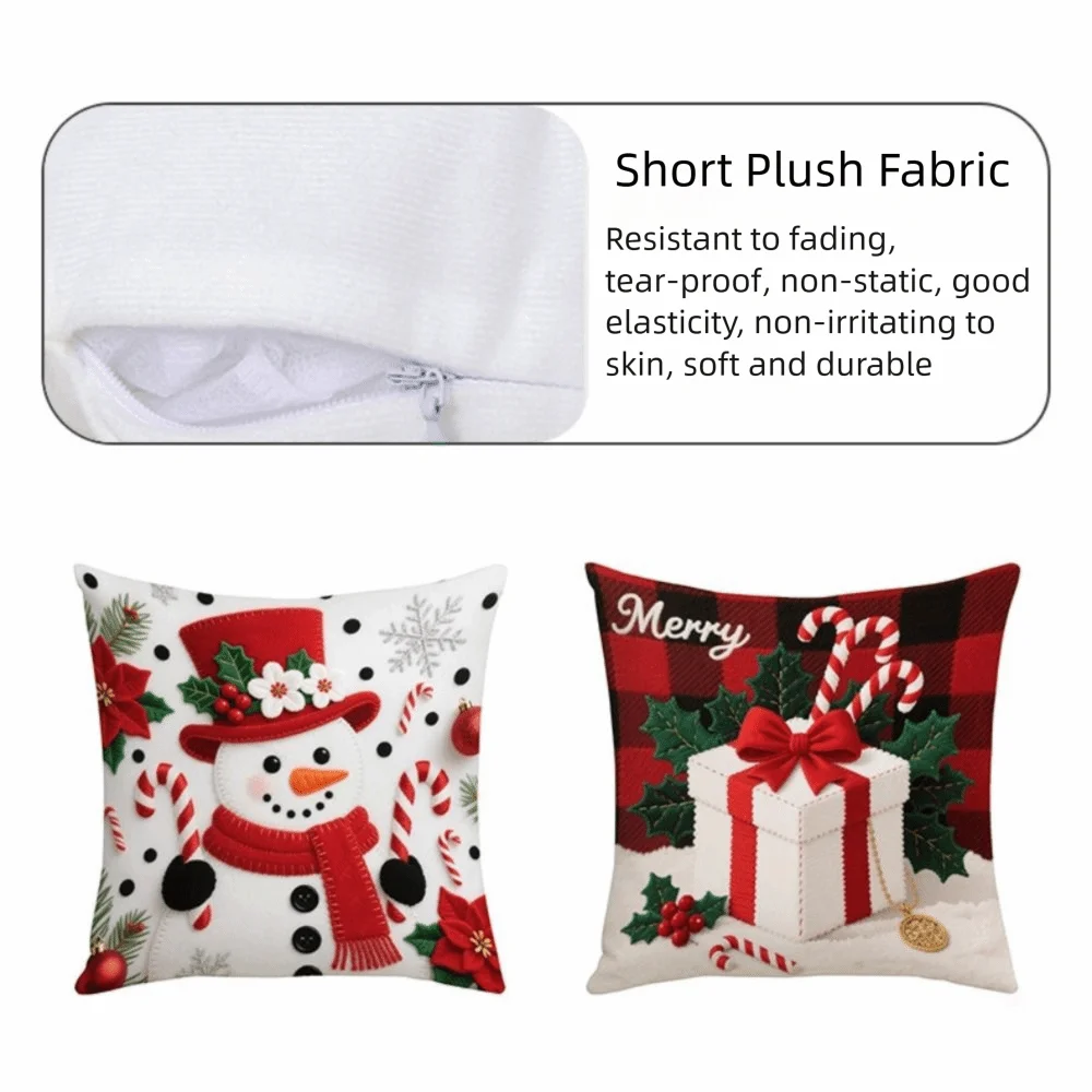 Christmas Cushion Cover | Snowflake & Santa Pillowcase 45x45cm