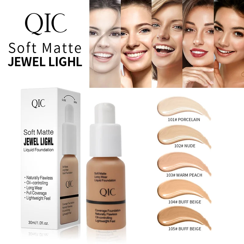 QIC Matte Liquid Foundation & Concealer | 5 Shades, 30ml