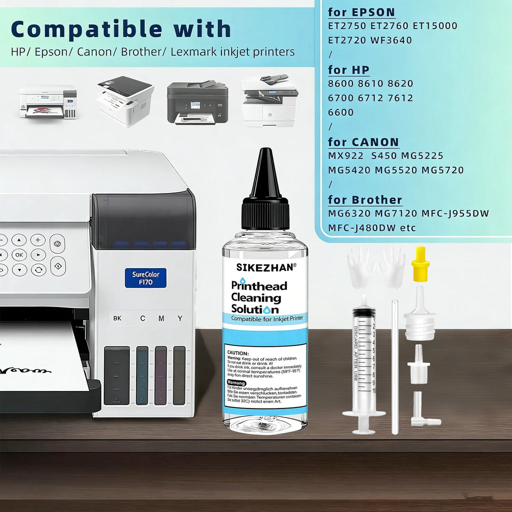 500ml Printer Head Cleaning Solution Kit for Epson, HP, Canon, Brother Inkjet Printers. Professional Liquid Nozzle Cleaner Tool Oasis Select