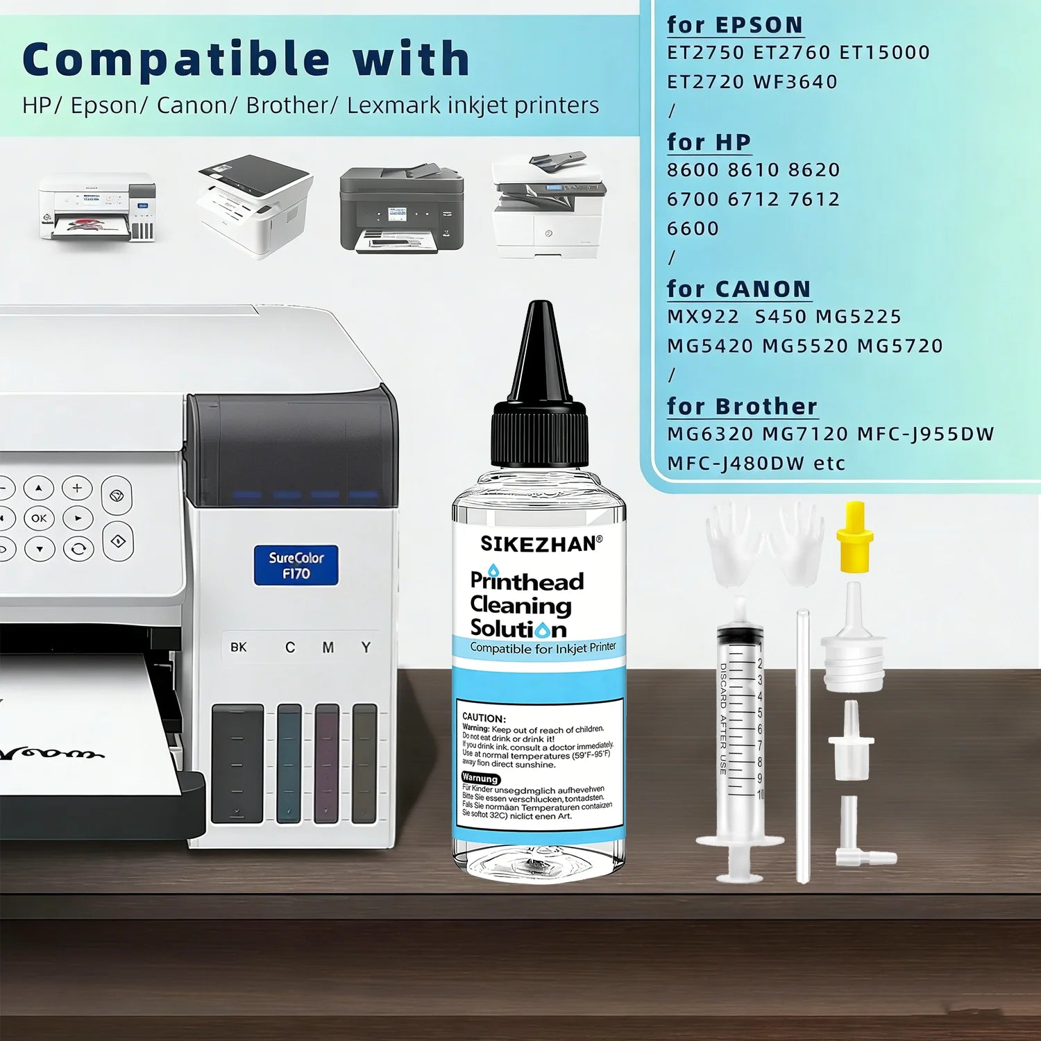 500ml Printer Head Cleaning Solution Kit for Epson, HP, Canon, Brother Inkjet Printers. Professional Liquid Nozzle Cleaner Tool Oasis Select