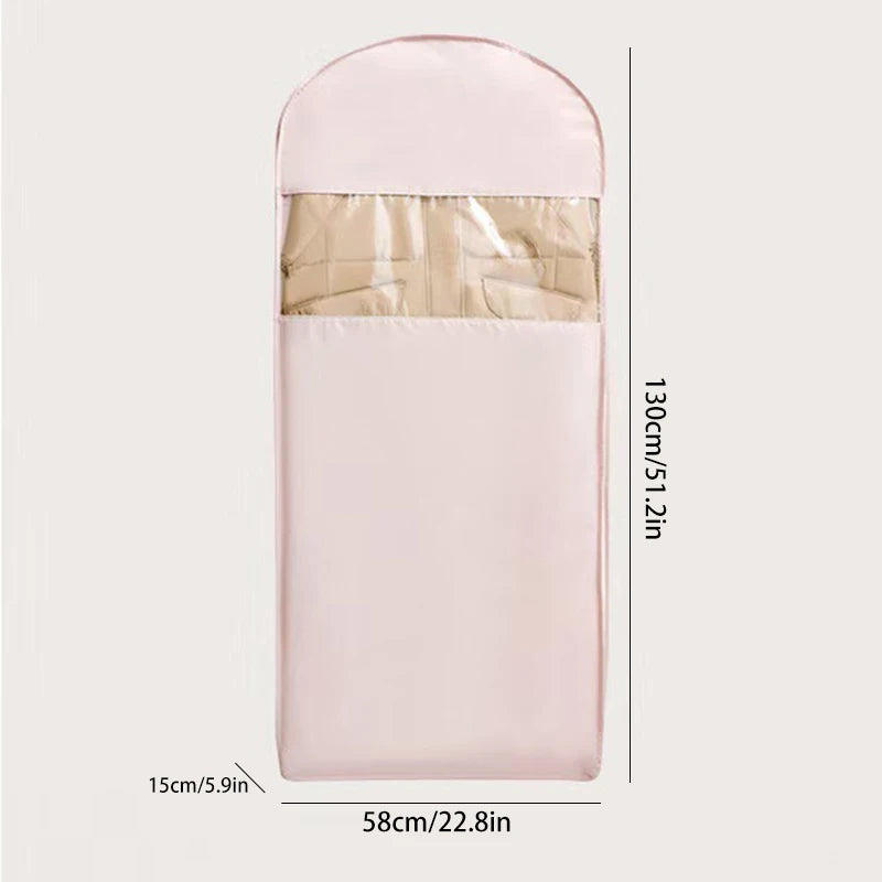 Compression Clothes Storage Bag with Hanging,Space Saving Vacant Seal Bag for Down Jacket,Winter Coat,Visible Organizer for Home Oasis Select Pink-L