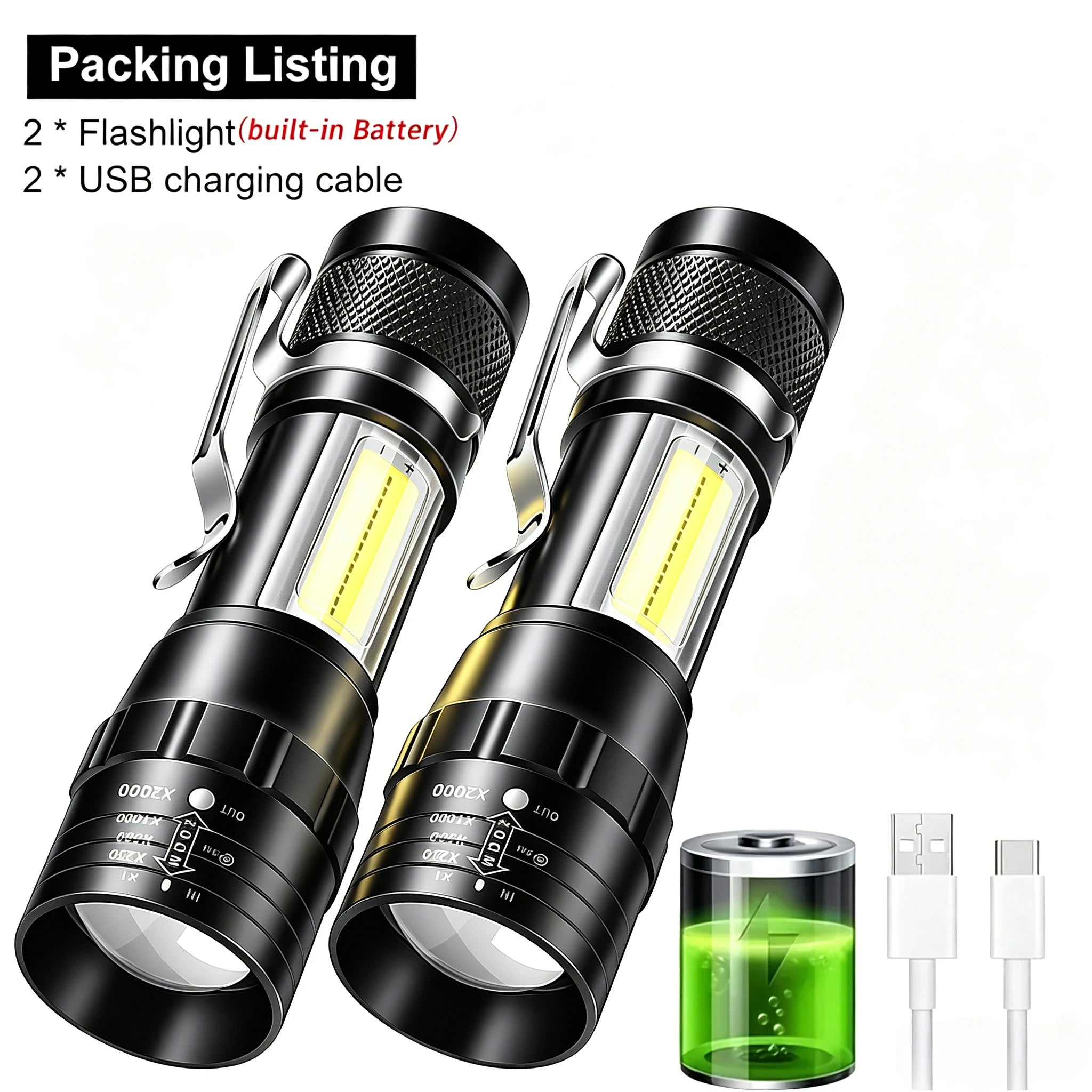 ZHIYU 1600 Lumen LED Zoomable Rechargeable Tactical Flashlight