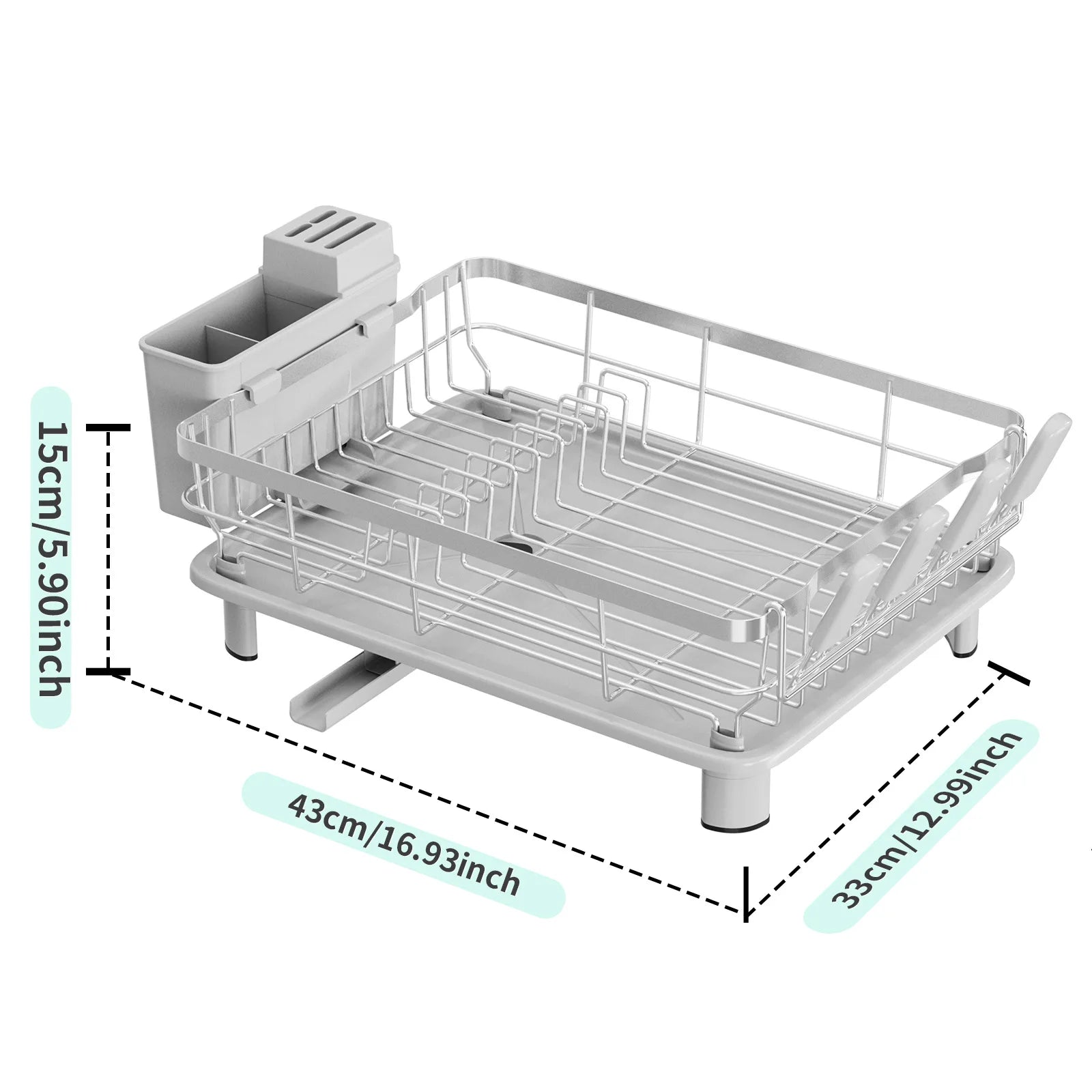 Stainless Steel Dish Storage Rack Bowl Rack Kitchen Sink Shelf Drain Basket Household Tableware Bowl Rack Oasis Select Gray single layer