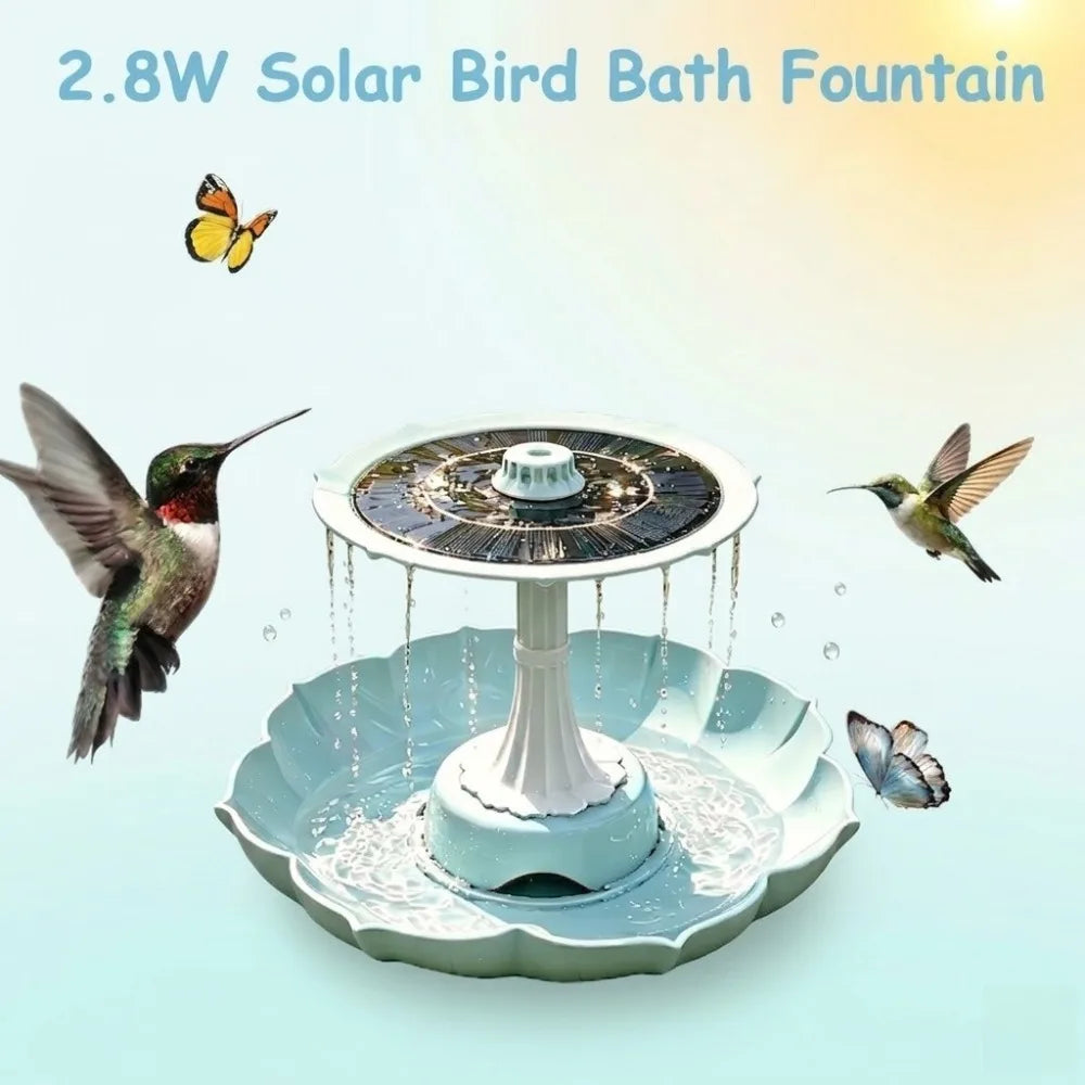 2.8W Solar Fountain Dual-Tier Bird Bath Bird Feeder Fountain Detachable, DIY Water Landscape for Outdoor Garden Pond Bird Bath Oasis Select
