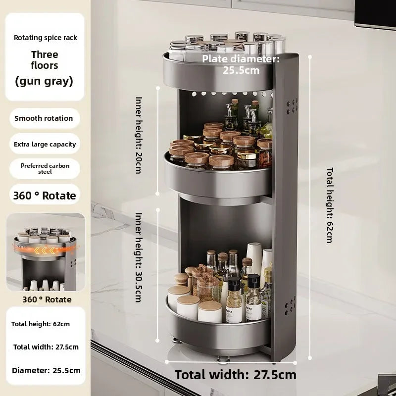 Multi-functional Rotary seasoning rack, seasoning storage box, turntable supplies storage rack Oasis Select