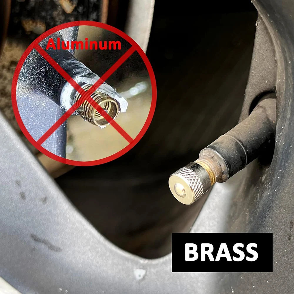 12Pcs Tire Valve Stem Caps, Premium Metal Brass Valve Stem Caps with Rubber Gasket,Tire Valve Dust Proof Covers Oasis Select