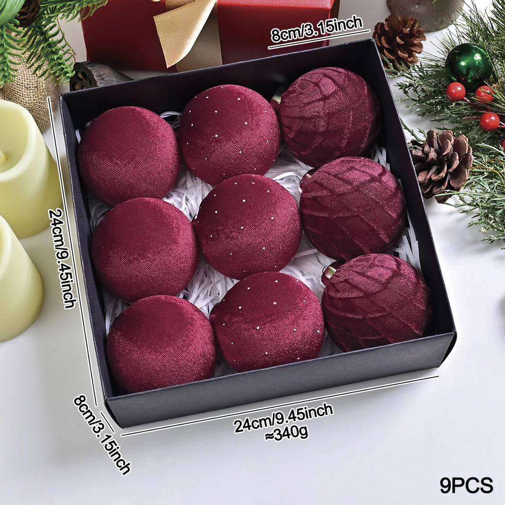Velvet Rhinestone Christmas Ornaments Exquisite Luxury Christmas Decorations Tree Pendants Gift Box Oasis Select Red