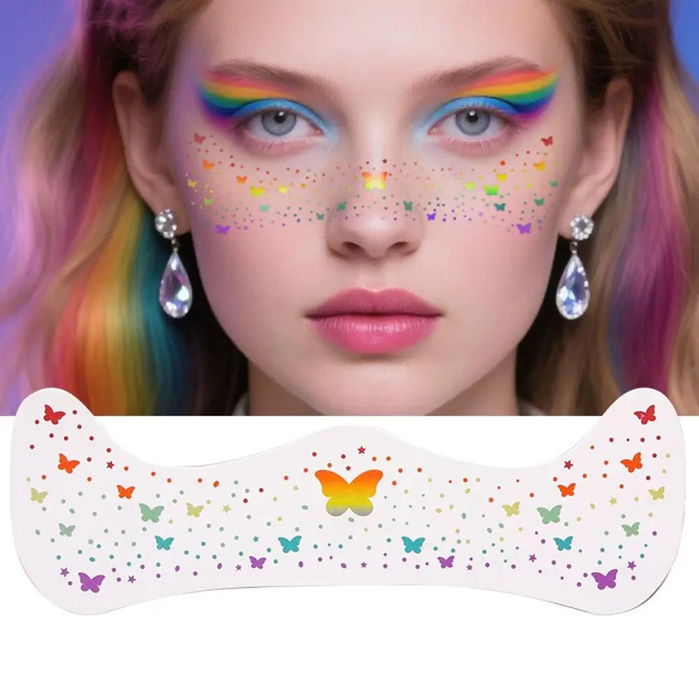 Fourth of July Face Tattoos, 2Pcs Glitter Freckles Face Tattoos Makeup for Independence Day Patriotic Party Supplies Fake Tattoo Oasis Select butterfly-2PCS