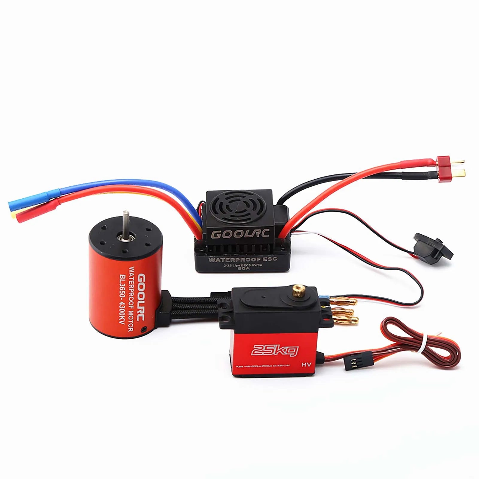 3650 Motor Combo Motor Combo Set 3650 4300KV Motor 60A Brushless ESC 25kg Servo w/ 25T Servo Arm for 1/10 RC Car Off-road Truck Oasis Select