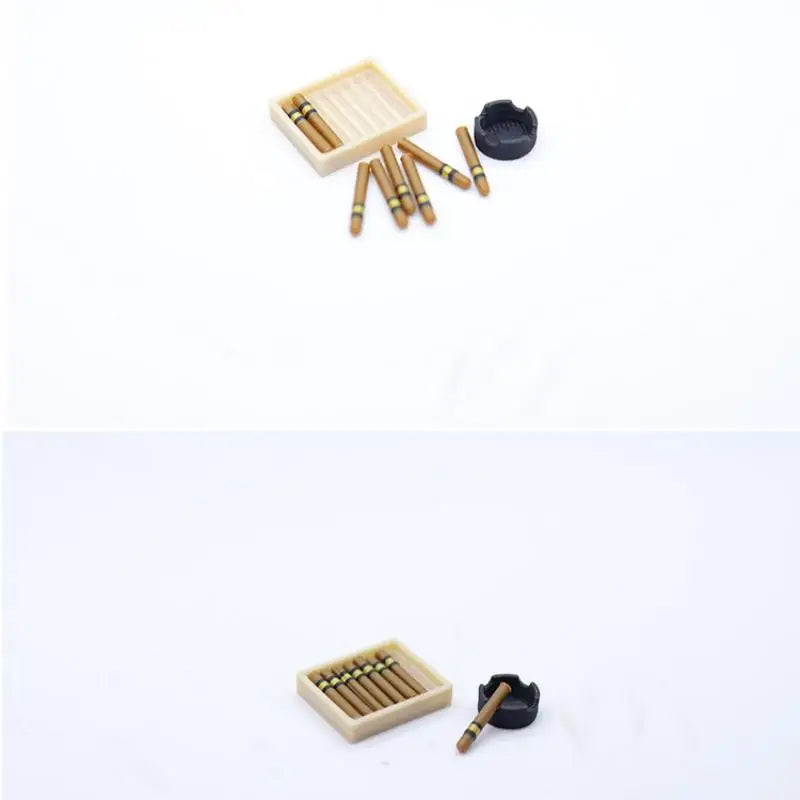 Pretend Play Miniature Cigar Ashtray Set, 1/12 scale Dollhouse Cigarette Ornament Decor Oasis Select one size