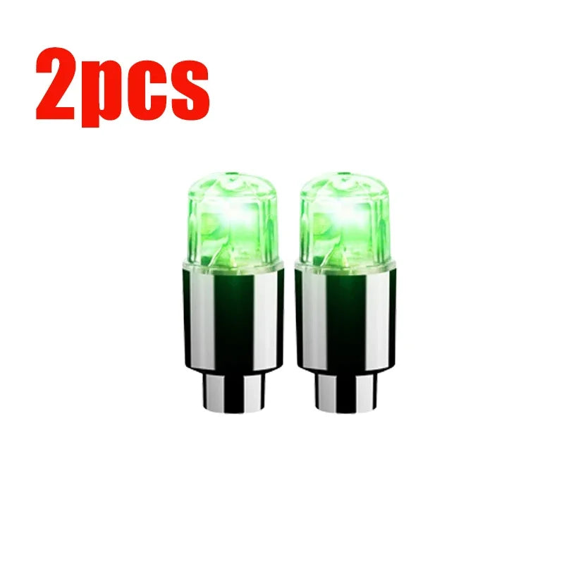 Tire Valve Cap Lights Tire Light for Car Air Valve Caps with Lights for Motorcycles Bicycles Electric Vehicles Lamps Oasis Select 2pcs-green light