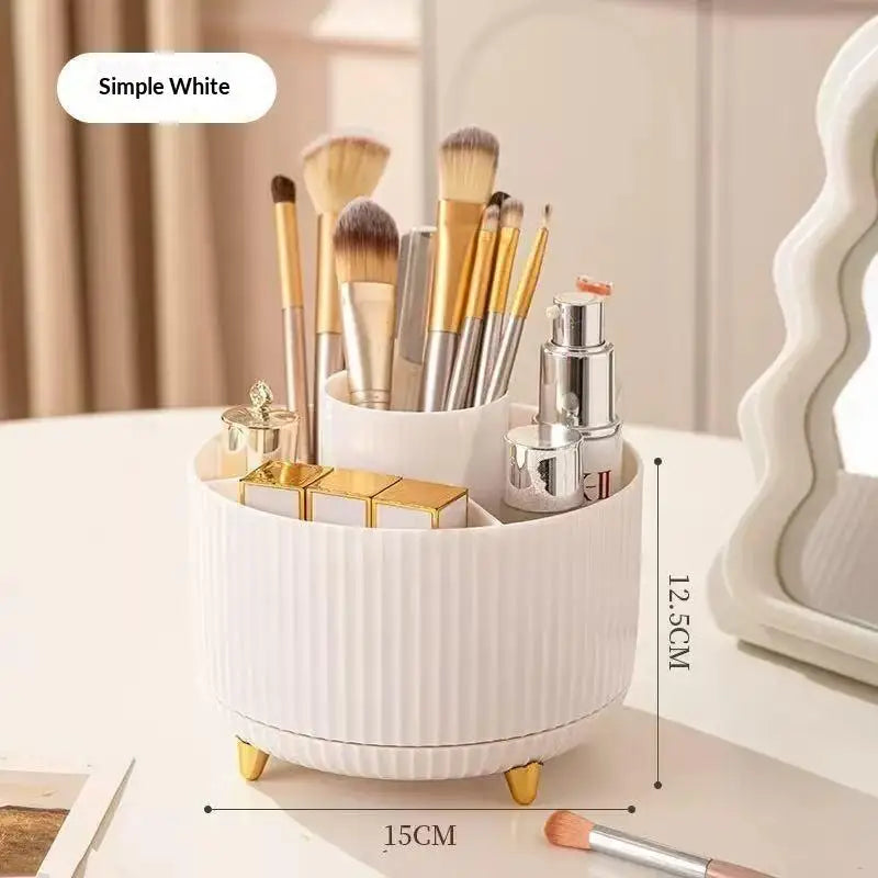 1Pcs 5 Slot Cosmetic Organizer 360° Rotating Makeup Brush Holder For Nail Polishes Skincare Perfumes Desktop Vanity Storage Oasis Select