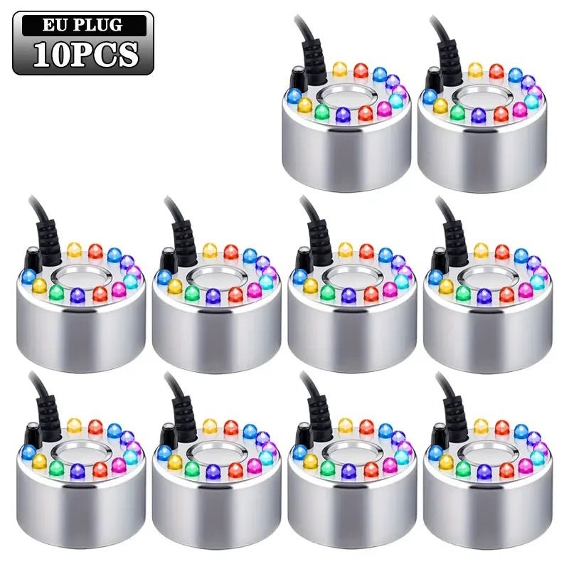 10PCS Mini LED Pumpkin Light Fogger Water Fountain Pond Fog Machine For Halloween Christmas Easter Party Festival Decoration Oasis Select 12 LED-10PCS