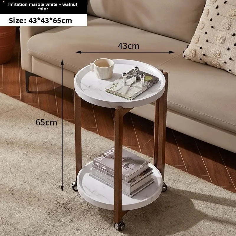 Multi-functional Movable trolley side table Living room coffee table Movable coffee table sturdy and durable Oasis Select Walnut Rack C