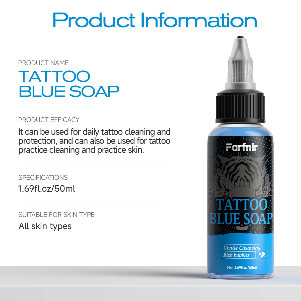 TATTOO BLUE SOAP: Gentle Foaming Formula Hydrates and Nourishes the Skin, Presents Vibrant Colors, and Gently Cares for Tattoos Oasis Select