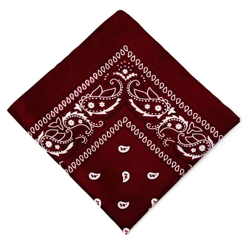 1/4/6Pcs Fashion Hip HopBlend Bandana Square Scarf Black Red Paisley Headband Printed For Women/Men/Boys/Girls Oasis Select Wine Red 55X55 cm