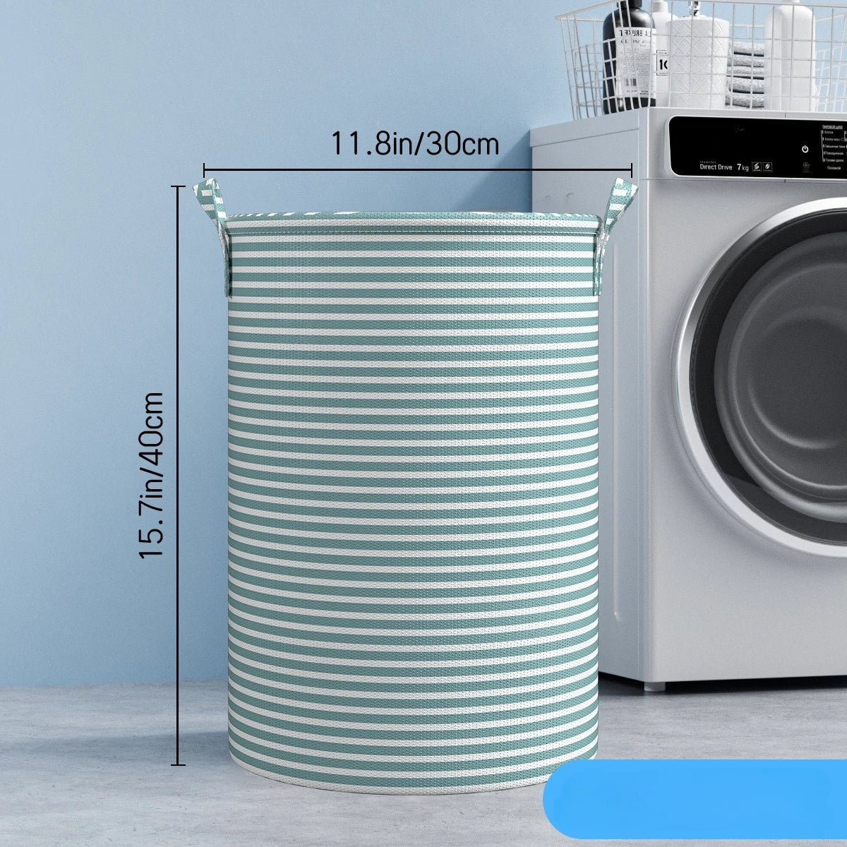 Foldable Minimalist Striped Laundry Basket Multi Use Collapsible Storage Organizer for Bathroom Bedroom Toy Clothes Home 1 Pack Oasis Select Small