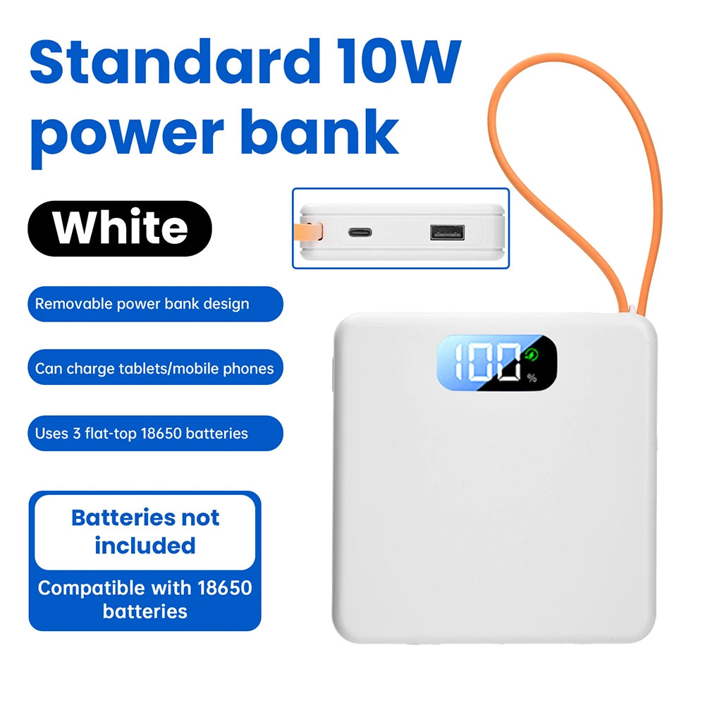 3 Slots 18650 Battery Box DIY Power Bank Kit 10W / 22.5W No Welding Battery Case Fast Charging Case With Charge Cable Oasis Select White 10W