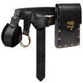 4PCS/1PCS MedievalCosplayLeather Belt Copper Coin Waist Bag Renaissance Dress Steam Belt Role Playing Halloween Belt Set Cosplay Oasis Select Style H 4PCS One Size