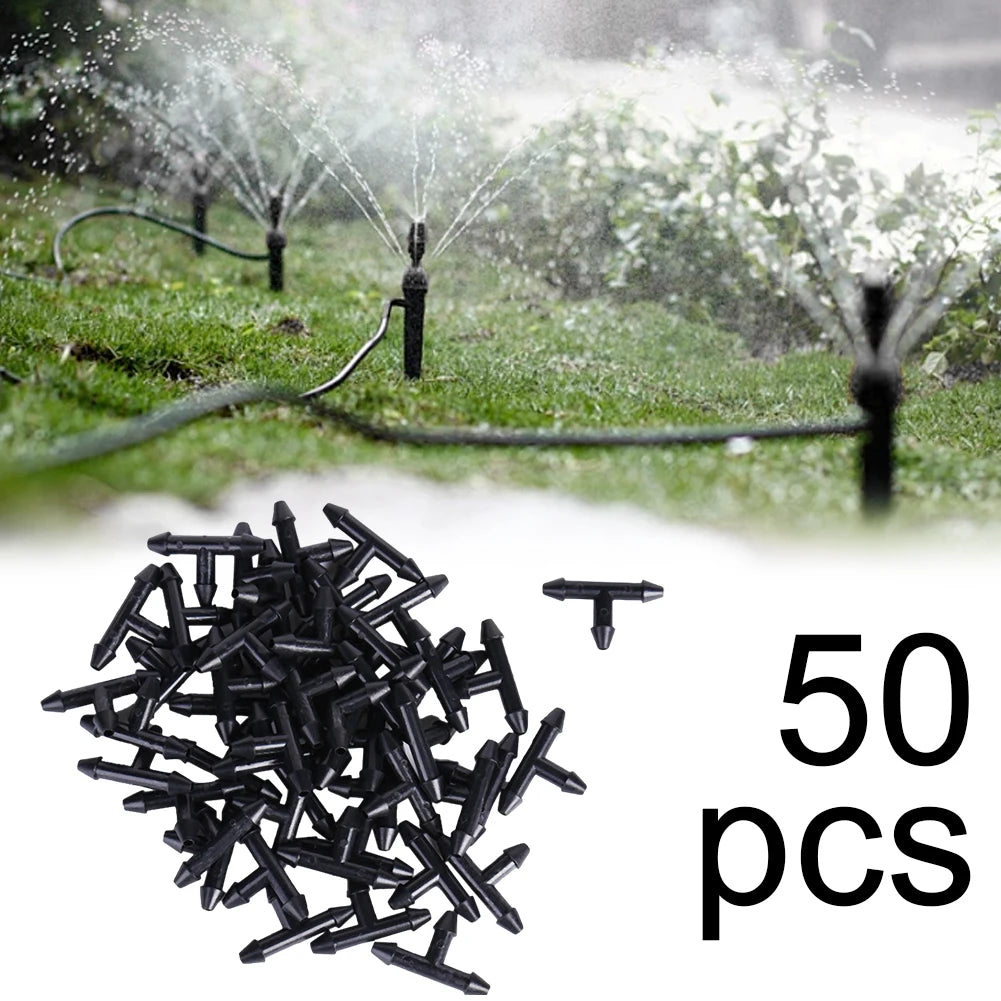 50/100PCS Barbed Tee 3-Way Joint 3/5 Micro Connector Garden Watering Hose Micro Drip Irrigation Tool for Plant Pots Systems Oasis Select