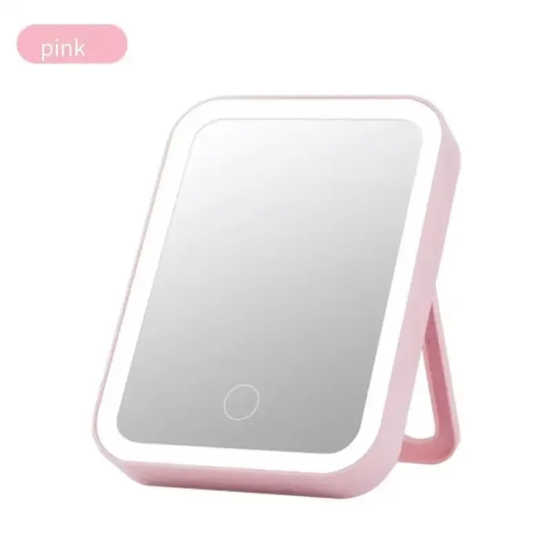 Makeup Mirror USB Rechargeable Portable Compact LED Vanity Mirror with Touch Screen Dimming Makeup Mirror Oasis Select Pink