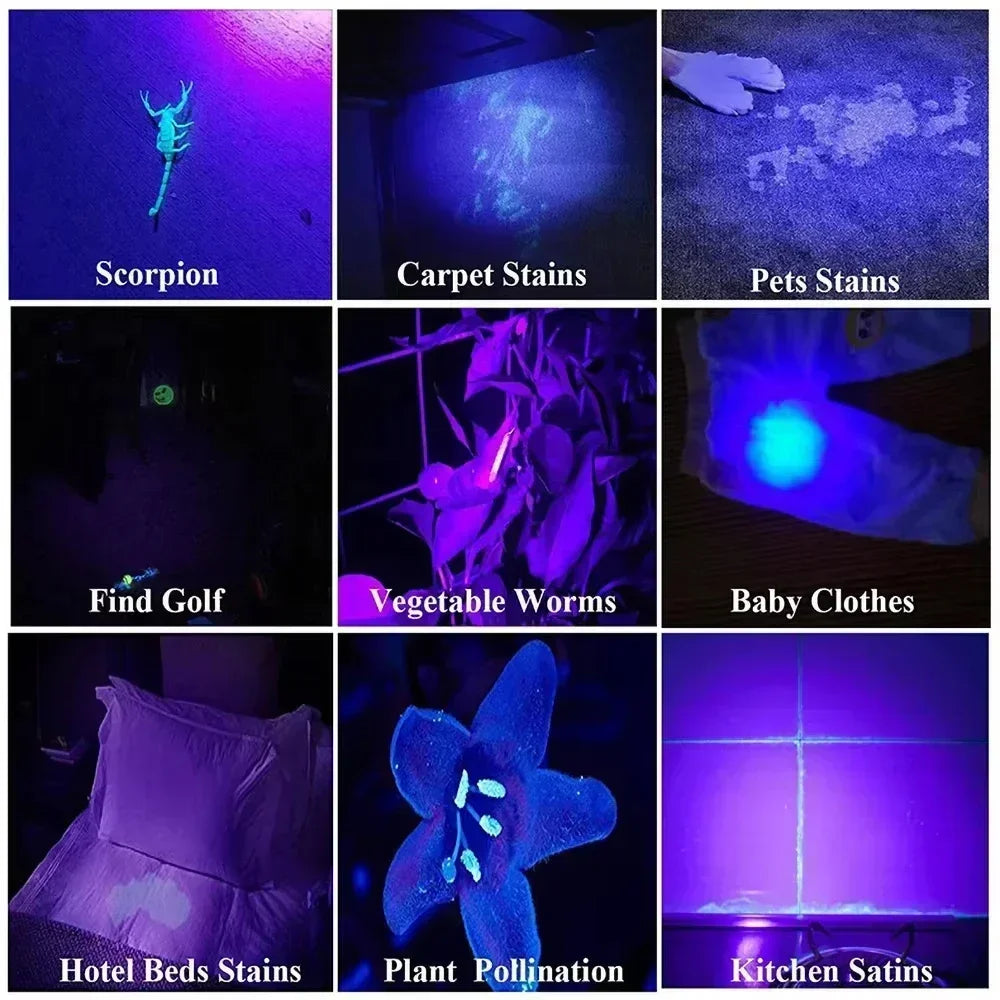 395nm UV Flashlight Ultraviolet/white Light Use 3A Batteries for Pet Dog Cat Urine Detect Scorpion Finder Portable Lamp Pen Clip Oasis Select