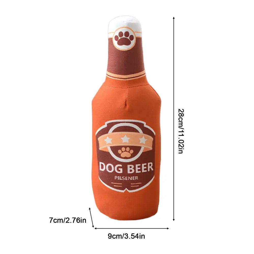 Beer Bottle Squeaky Plush Dog Toy – Small & Large Dogs