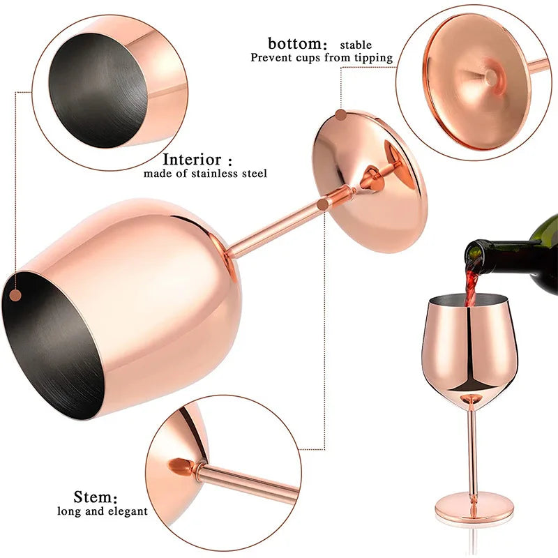 Cocktail Glass Nordic Stainless Steel Durable Tall Champagne Outdoor Metal Red Juice Wine Creative Cup for Bar Party and Home Oasis Select