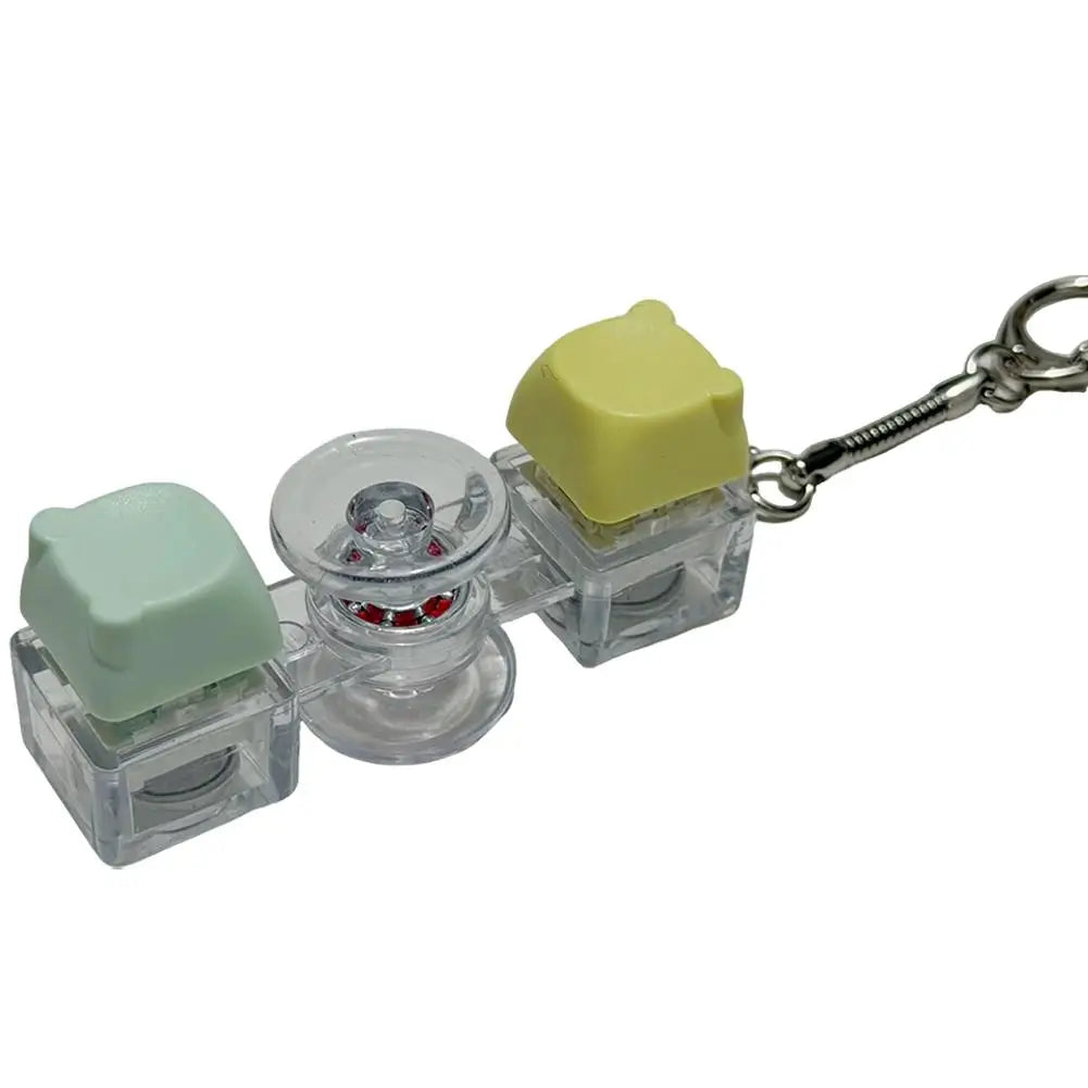 2 Button Decompression Toy Click Fidget Spinner Keychain RGB Light-up Mechanical Keyboard Sound Stress Relief Toy Oasis Select E