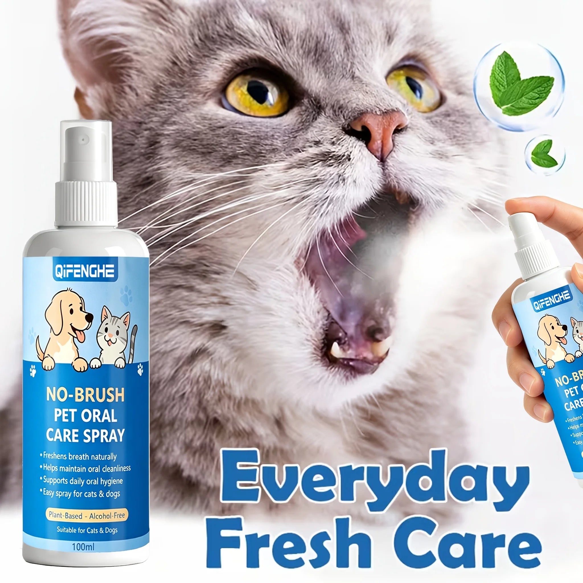 Pet 2-In-1 Oral Dental Spray for Dogs And Cats, Breath Freshener And Teeth Cleaning Cleaner, Tartar Control And Bad Breath Remov Oasis Select