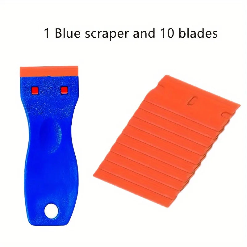 11Pcs Plastic Razor Blade Scrapers Glue Remover with 20Pcs Blades Car Glass Cleaning Razor Scraper for Removing Stickers Labels Oasis Select 11pcs