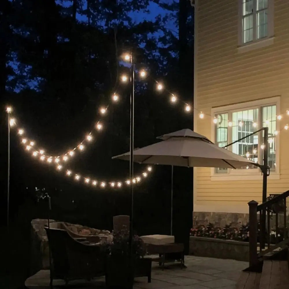 2-Pack Adjustable Outdoor String Light Poles – Heavy Duty Iron