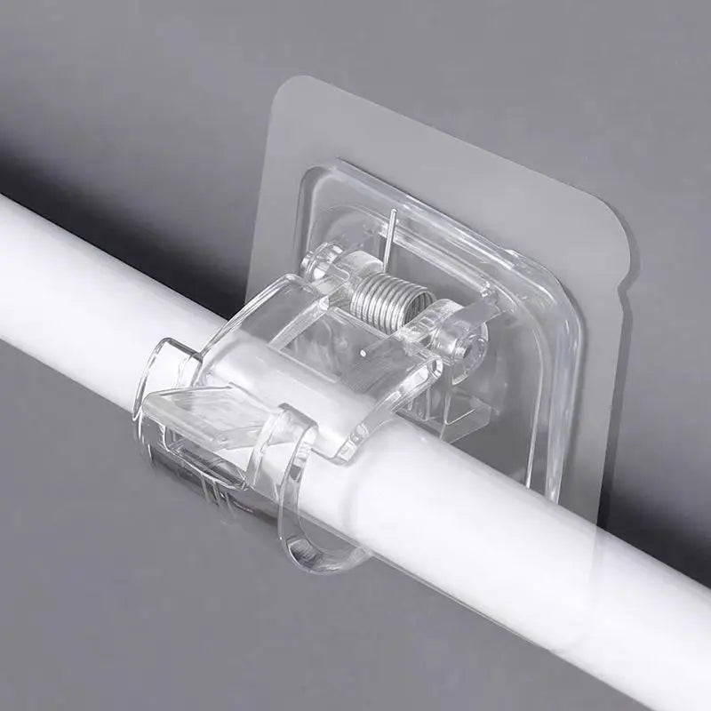 10pcs Curtain Rod Hook Punching-free Curtain Rod Rack Household Wall-mounted Bracket Clip Door Curtain Telescopic Curtain Hooks Oasis Select
