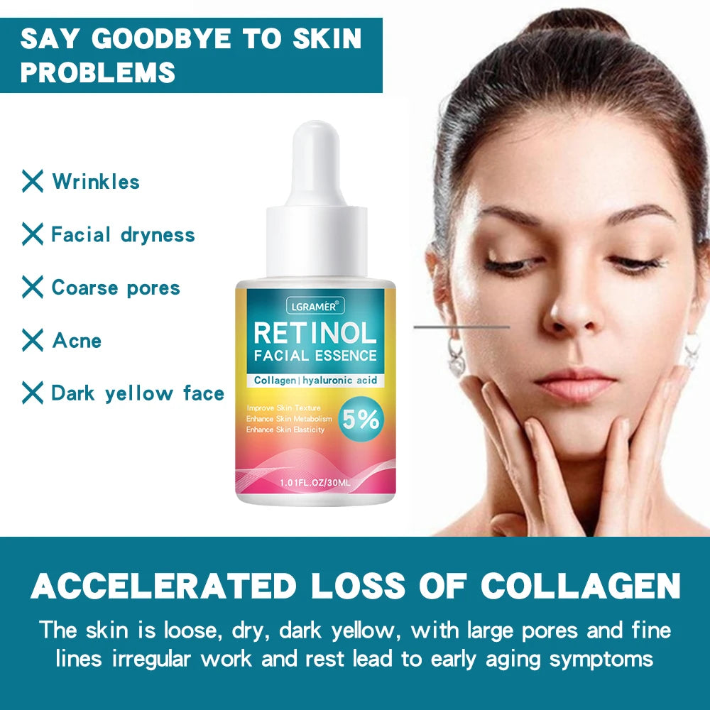 Retinol Anti-Wrinkle Essence Pure Hyaluronic Acid Facial Serum Anti Wrinkle Aging Face Lift Tightening Reduce Eye Finelines New Oasis Select