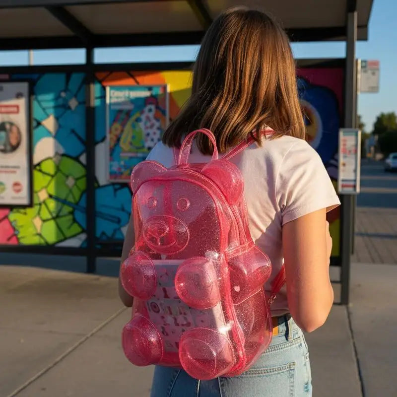 Ita Backpack Cute Bear Design Large Capacity Clear Display Bag Casual Shoulder Bag for Anime Fans Daily School Accessory Oasis Select