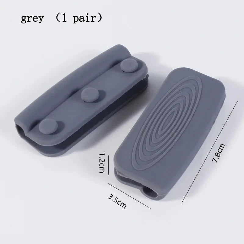 2/8 Silicone Pan Handle Cover Heat Insulation Covers Pot Ear Clip Non-slip Steamer Casserole Pan Handle Holder Kitchen Tools Oasis Select grey 1pair