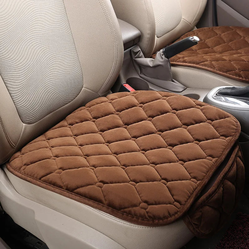 Plush Car Seat Protector Soft Non-Slip Durable Row Seat Cushion Mat with Auto Chair Accessories Comfort Protection Oasis Select front seat brown