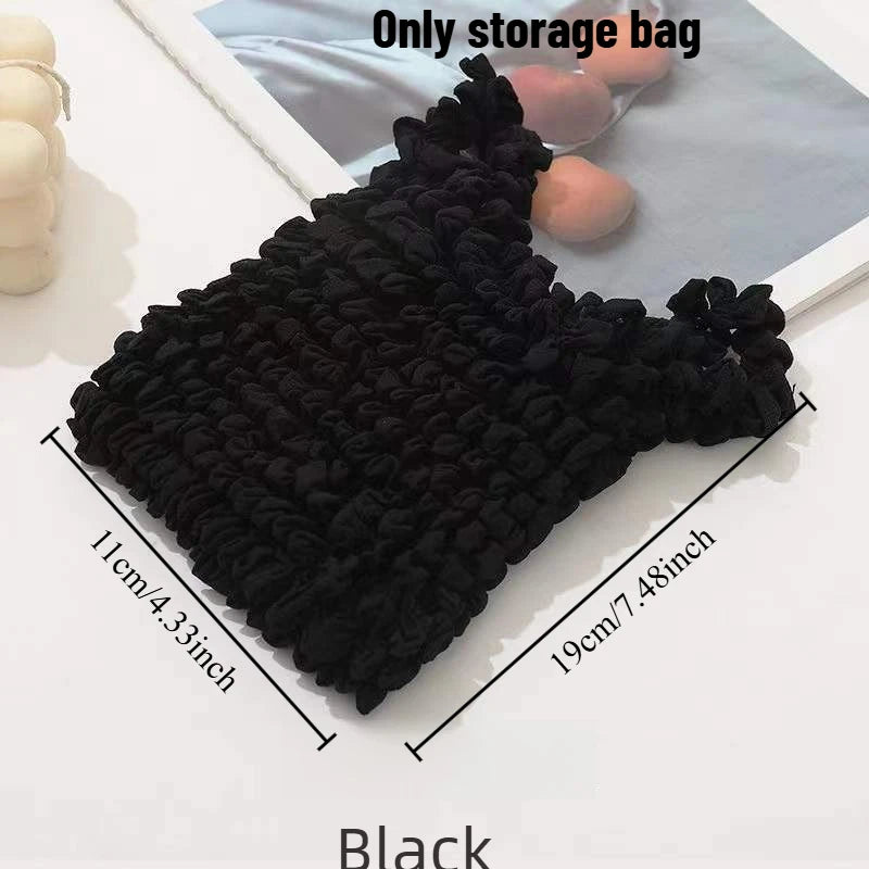 1pcs Mini Pleated Bubble Bag Elastic Stretch Design Foldable Portable Handbag Large Capacity Daily Storage Tote Oasis Select Black