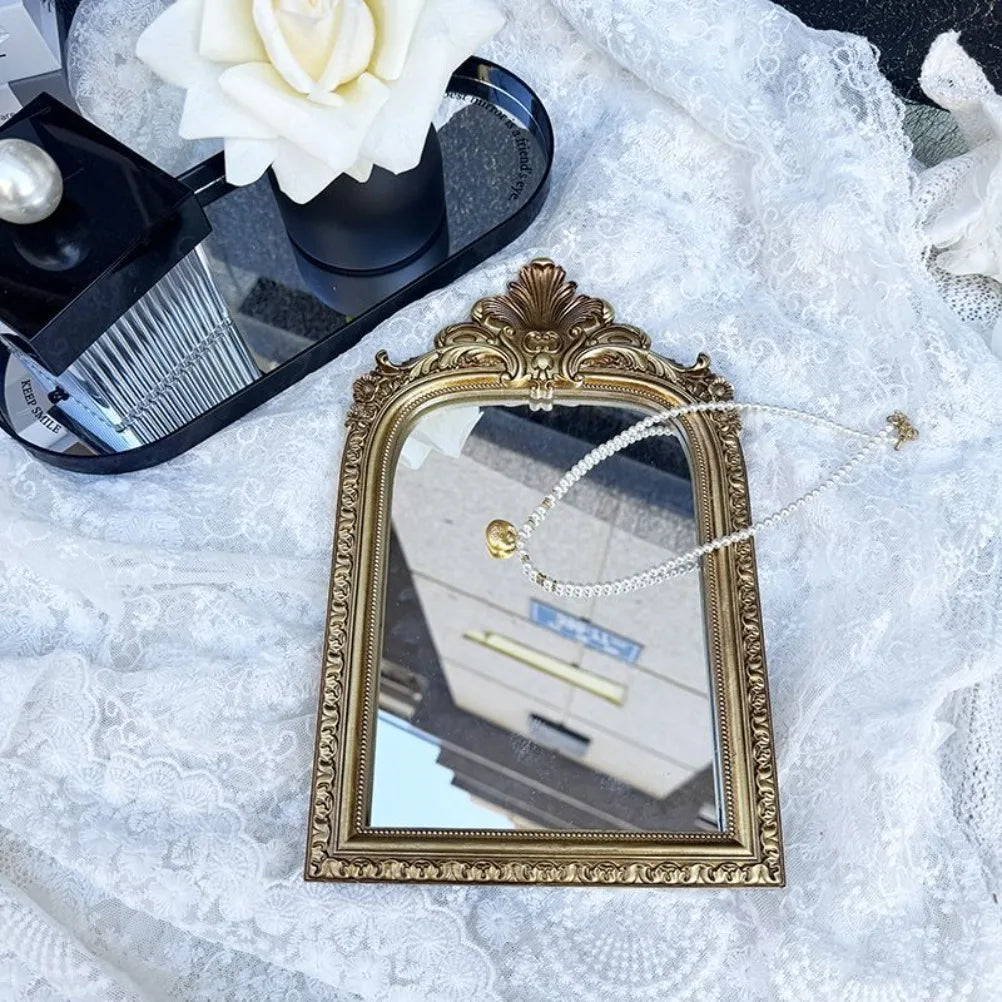 Retro Resin Photo Frame Makeup Mirror Bedroom Desktop Makeup Mirror French Photo Frame Desktop Vanity Mirror Room Decoration Oasis Select