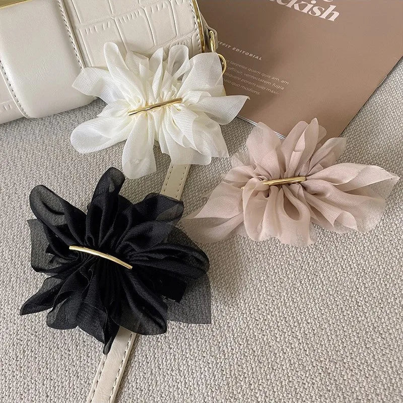 Big Spring Hair Claw Clips Women Metal Chiffon Flowers Ponytail Holder Hairpin Barrettes Fashion Girls Hair Accessories Hairgrip Oasis Select 3pcs