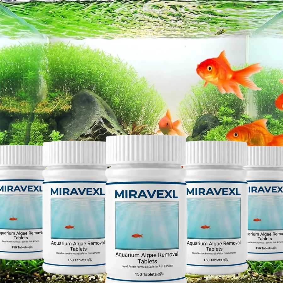 MIRAVEXL Aquarium Algae Control Tablets, Fast Acting Fish Tank Cleaner for Moss Sludge & Green Water, Safe for Fish, 150pcs Oasis Select