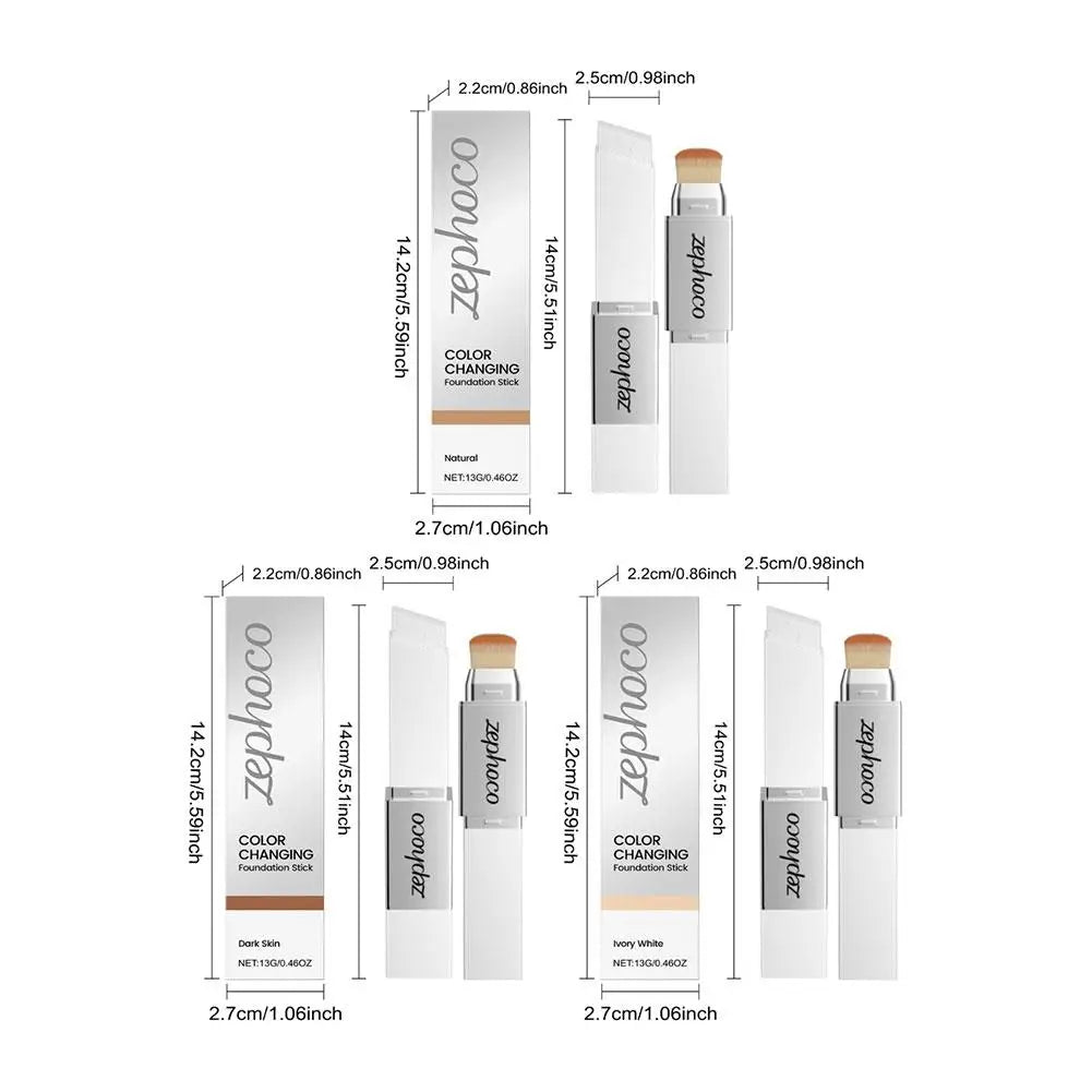 2-in-1 Color-Changing Foundation Stick Foundation 3 Colors Liquid Lightweight Moisturizing Brightening Matte for All Skin Types Oasis Select